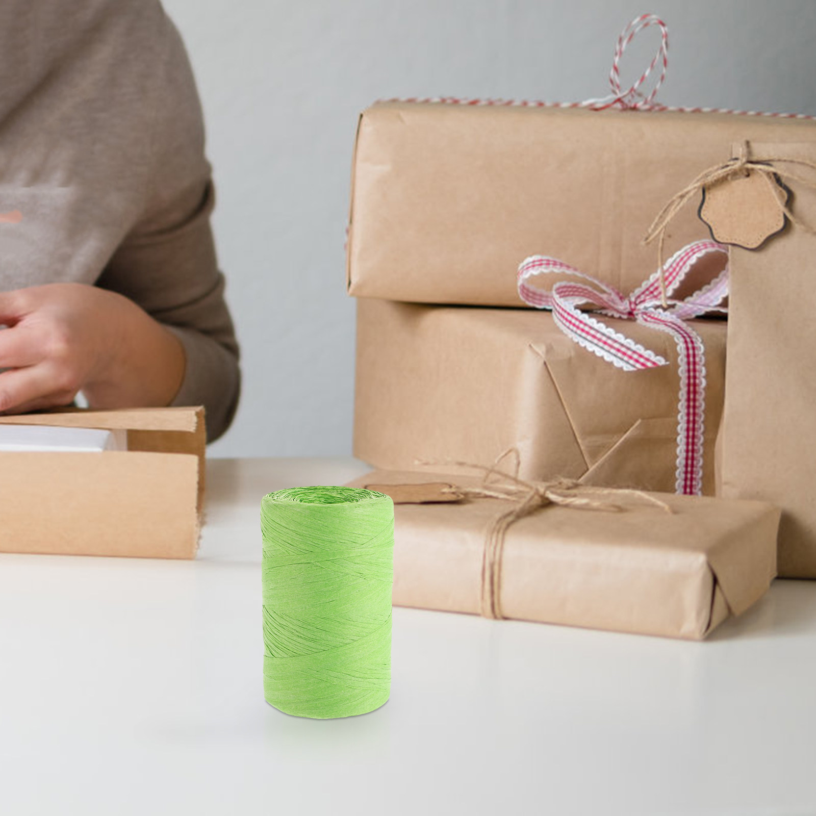 Papercraft Supply Ribbon - Farbiges Raffiapapierband, flaches Verpackungsband für Blumensträuße,
