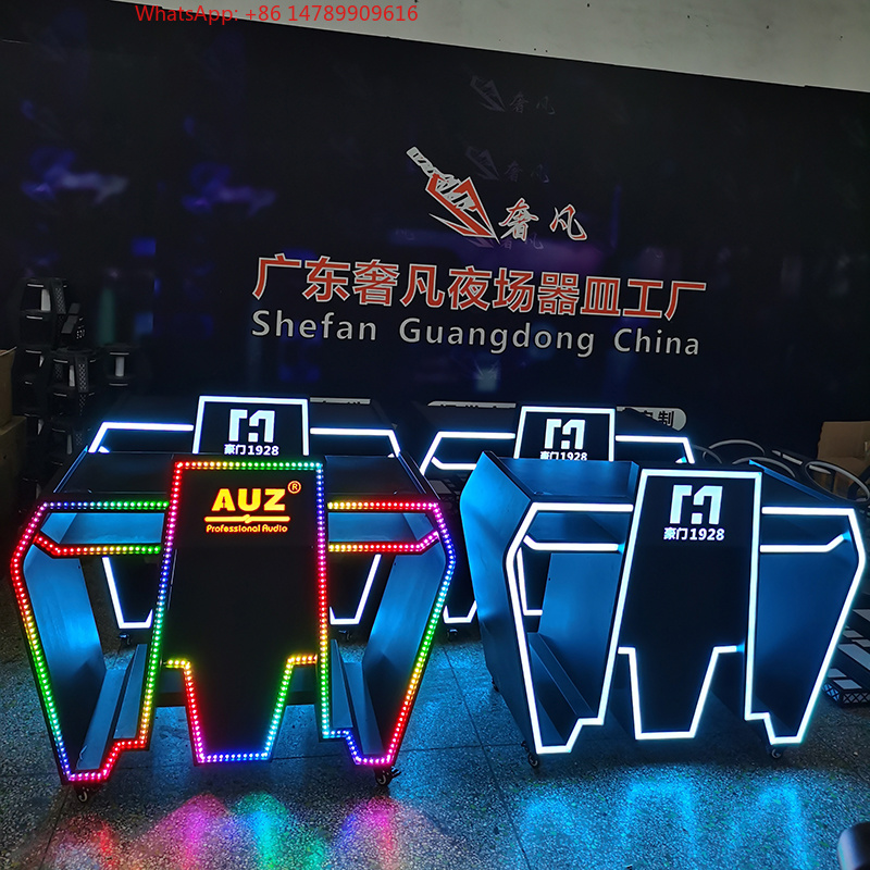 Event Suppliers - Maßgefertigter Metall-LED-DJ-Tisch mit RGB-Beleuchtung und Fernbedienung