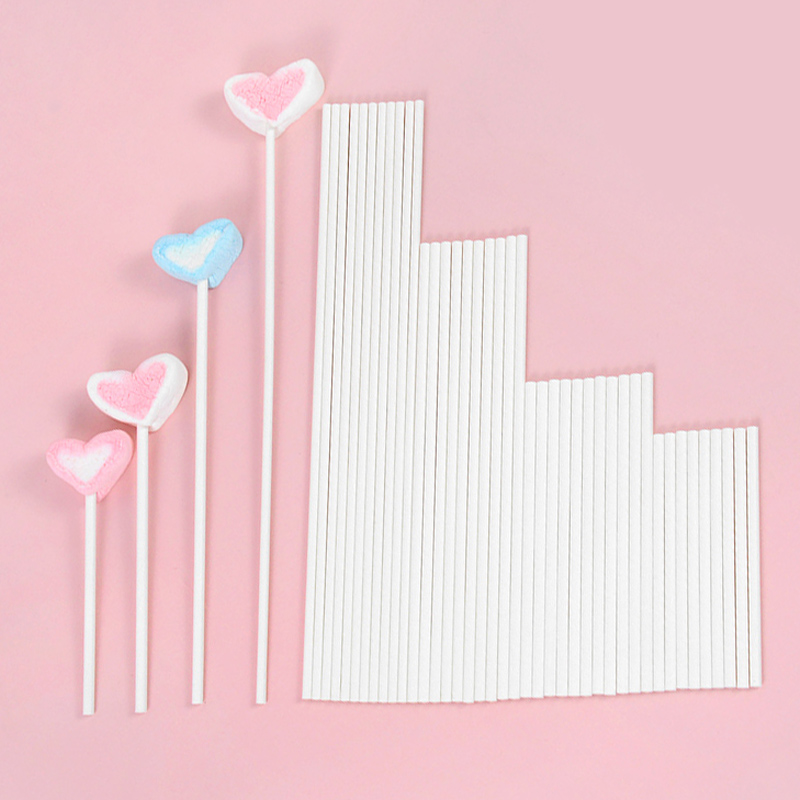Cotton Candy Cone - 100 Stück solide Kern-Lollipop-Sticks aus weißem