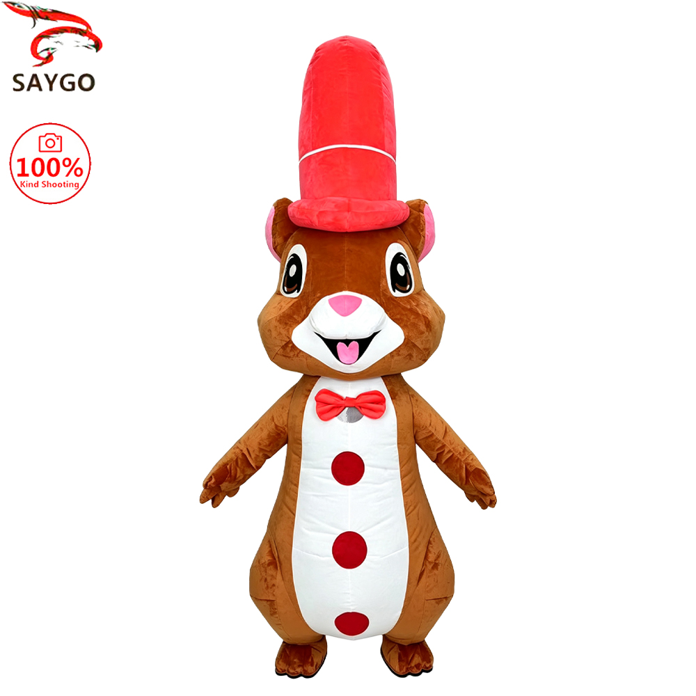Event Party - SAYGO Roter Eichhörnchen-Aufblasbarer Kostüm-Maskottchen-Parade-Set für Erwachsene,
