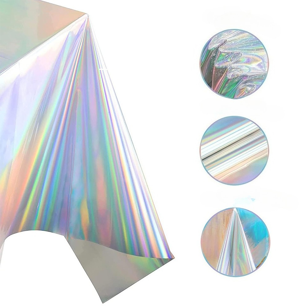 Table Cloth Disposable - Holografische Party-Tischdecke, Einweg-Tischdecke aus Kunststoff mit