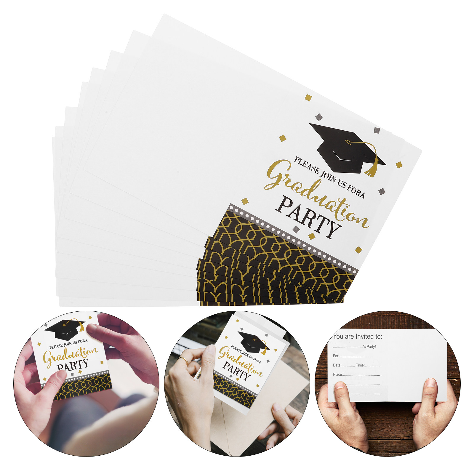 Papercraft Supply Invitation - 8 Stück Einladungskarten zum Thema Abschlussfeier,