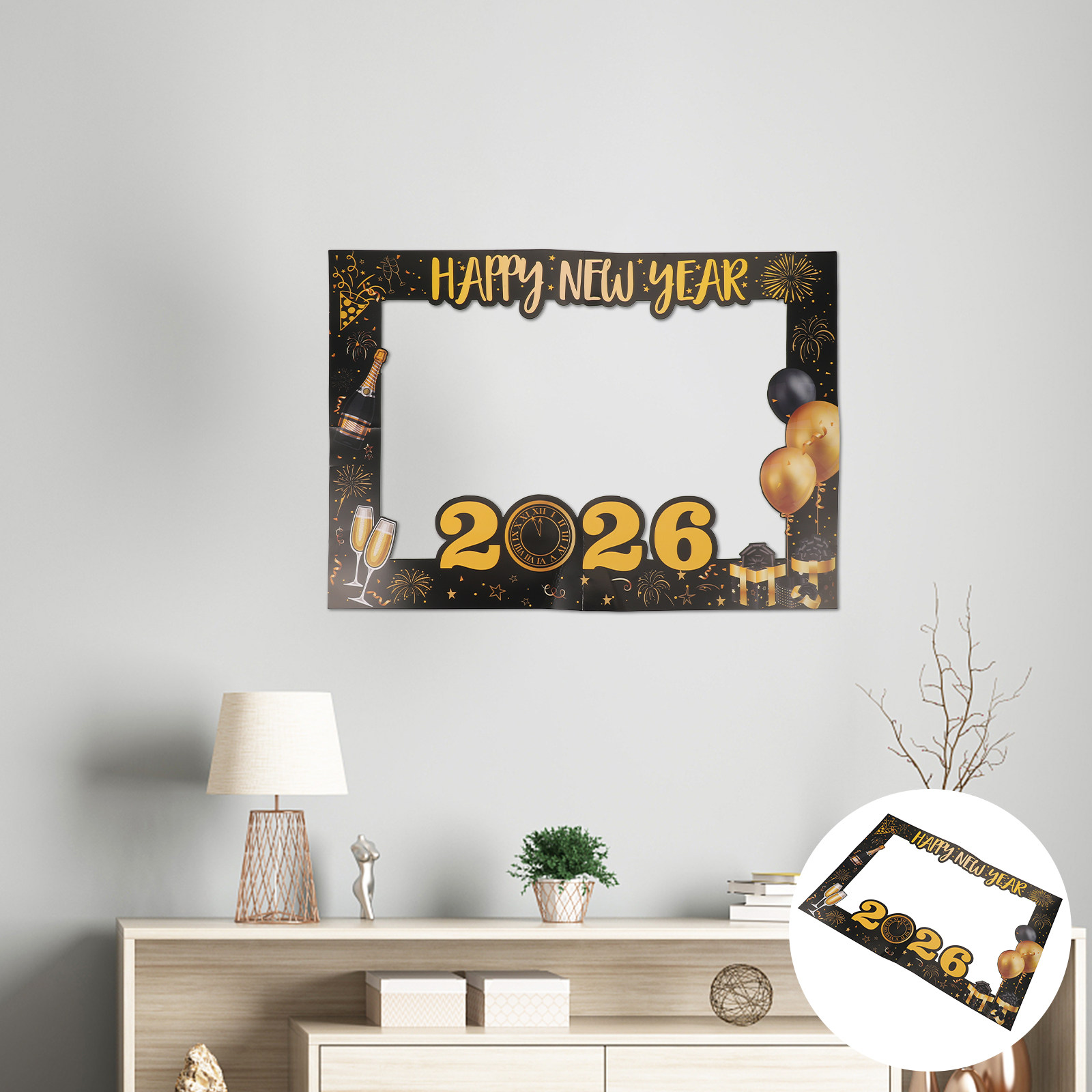 Photo Booth Frame - Großer 2026 Neujahrs-Fotostand-Rahmen aus Karton, Selfie-Requisite,