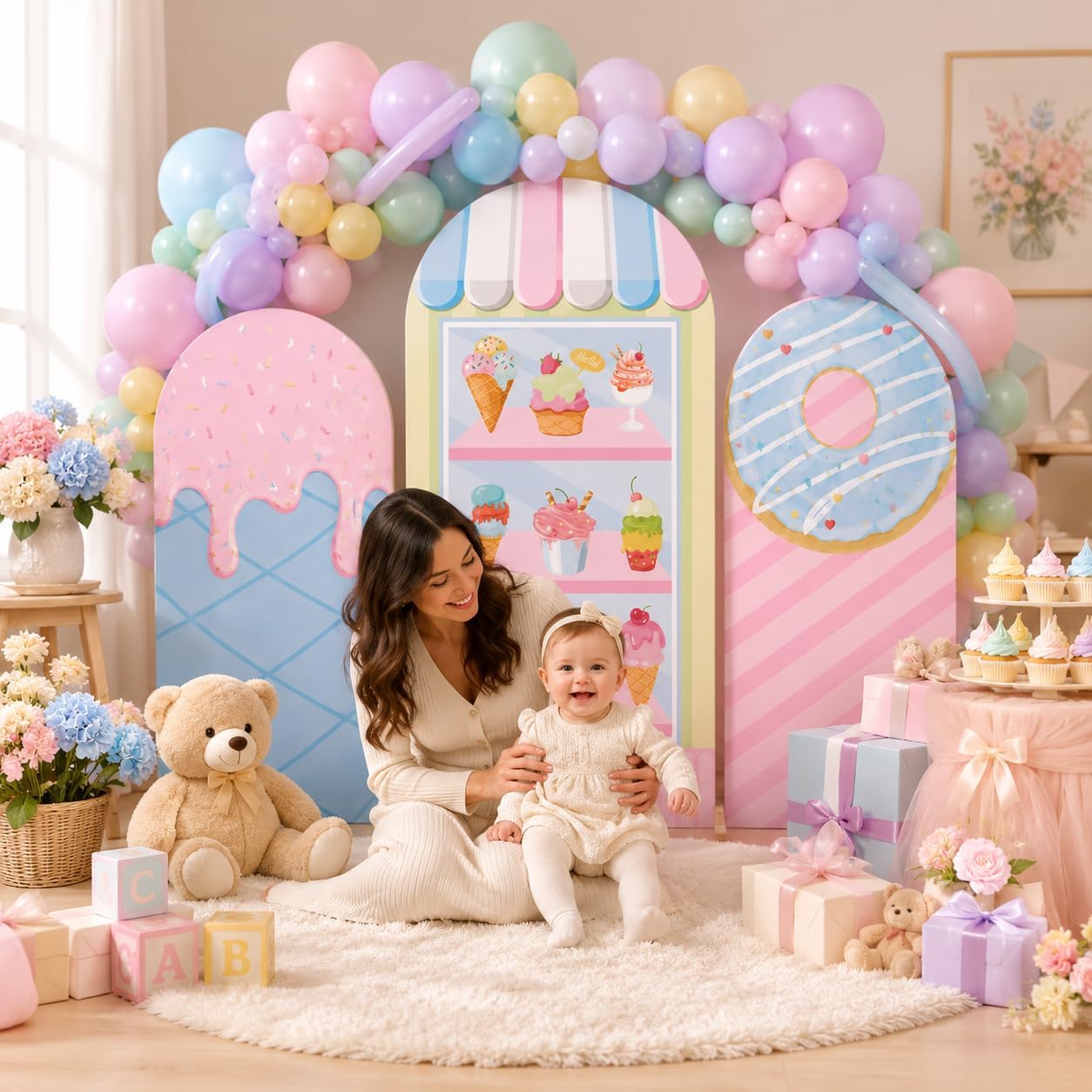 Maßgefertigter 2-seitiger Eisc – Dessert Table Backdrop Bewertung und Preis