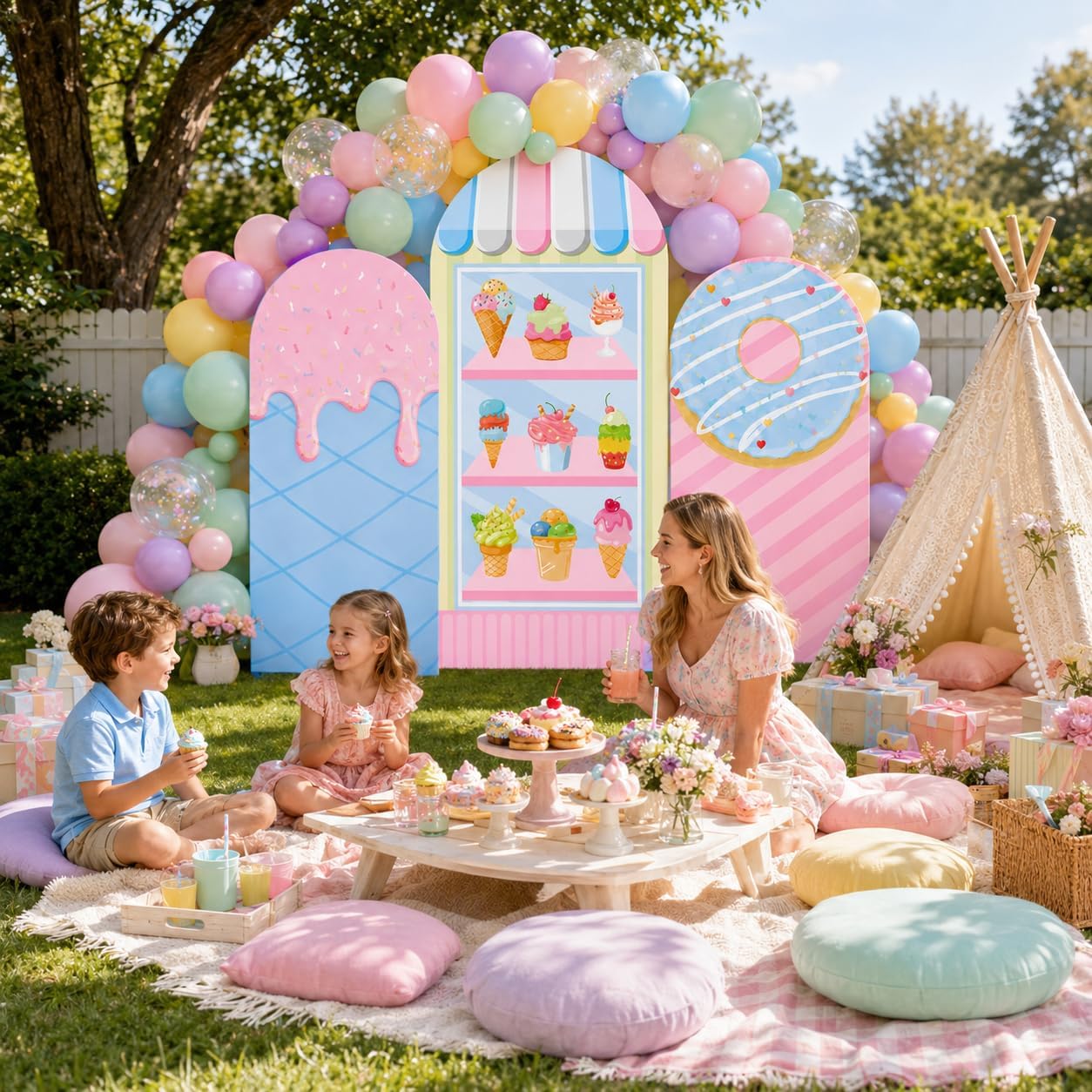Maßgefertigter 2-seitiger Eisc – Dessert Table Backdrop Bewertung und Preis